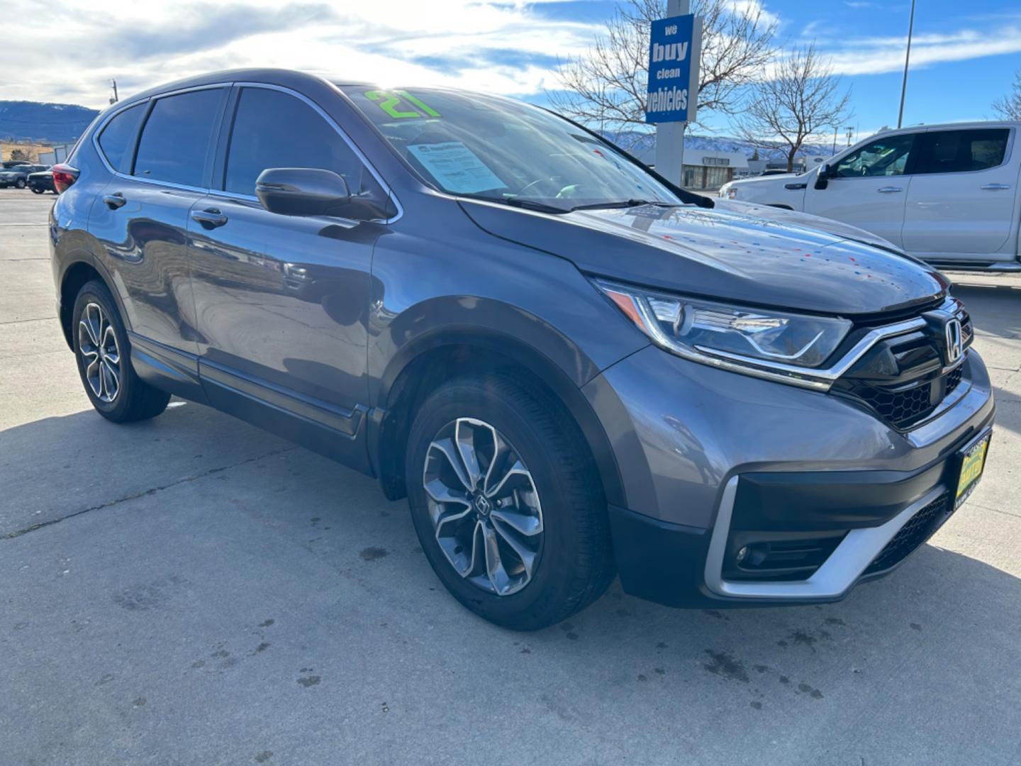 2021 Dark Gray /Dark Gray/Black Honda CR-V EX (5J6RW2H56MA) with an 1.5L I4 TURBO engine, Automatic transmission, located at 3030 CY Ave, Casper, WY, 82604, (307) 265-3830, 42.827816, -106.357483 - Photo#2